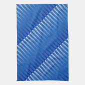 Satin stippen - staalblauwe tinten theedoek (Verticaal)