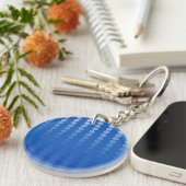 Satin-stippen - staalschoppen blauw sleutelhanger (Voorkant Rechts)