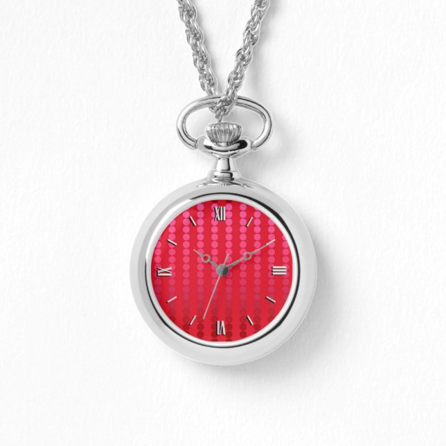 Satin-stippen - tinten van diep rood horloge (Voorkant)