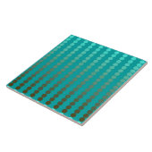 Satin stippen - turquoise en tin grijs tegeltje (Zijkant)