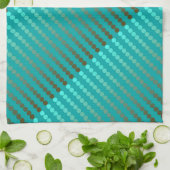 Satin stippen - turquoise en tin grijs theedoek (Gevouwen)
