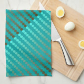 Satin stippen - turquoise en tin grijs theedoek (Quarter Fold)