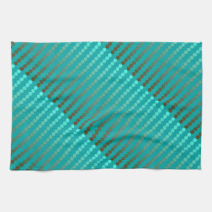 Satin stippen - turquoise en tin grijs theedoek