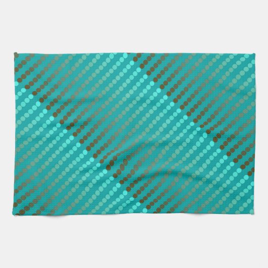 Satin stippen - turquoise en tin grijs theedoek (Horizontaal)