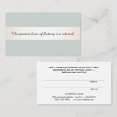 Satin Stripe Beauty Salon and Spa Reference Card Aanbevelingskaartje (Voorkant / Achterkant)