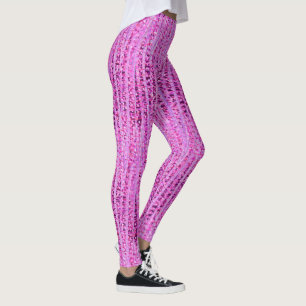 Satin Stripes en Stippen Abstract, Amethyst Paars Leggings