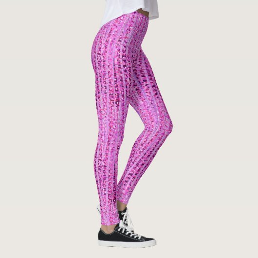 Satin Stripes en Stippen Abstract, Amethyst Paars Leggings (Rechts)
