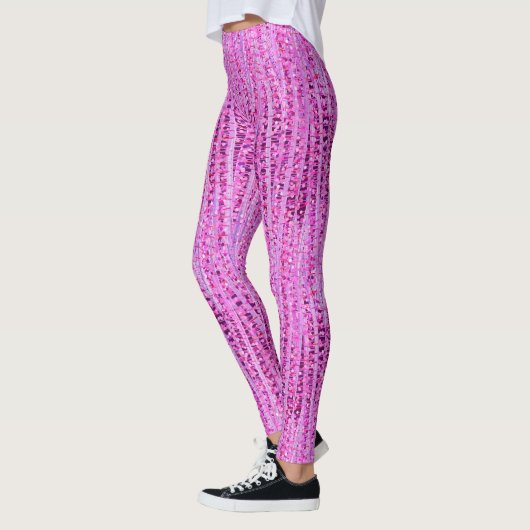 Satin Stripes en Stippen Abstract, Amethyst Paars Leggings (Links)