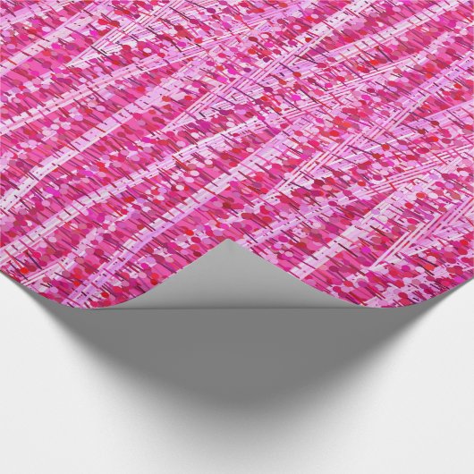 Satin Stripes en Stippen Abstract, Fuchsia roze Cadeaupapier (Hoek)