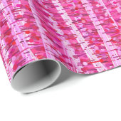 Satin Stripes en Stippen Abstract, Fuchsia roze Cadeaupapier (Rol Hoek)