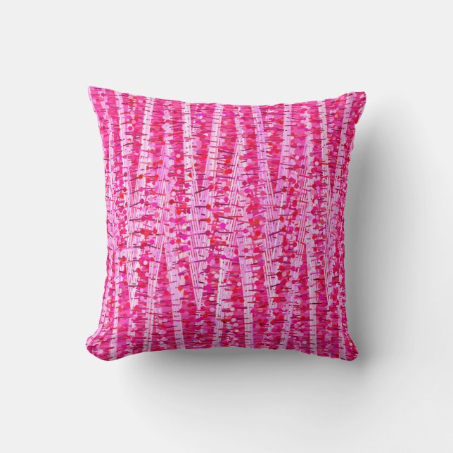 Satin Stripes en Stippen Abstract, Fuchsia roze Kussen (Voorkant)
