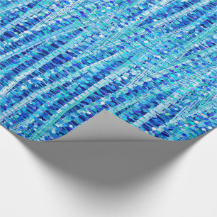 Satin Stripes en Stippen Abstract, kobalt blauw Cadeaupapier