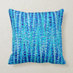 Satin Stripes en Stippen Abstract, kobalt blauw Kussen