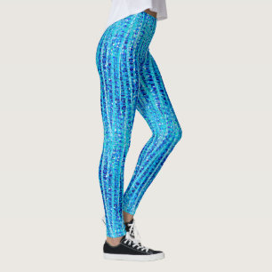 Satin Stripes en Stippen Abstract, kobalt blauw Leggings