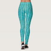 Satin Stripes en Stippen Abstract, Turquoise & Aqu Leggings (Achterkant)