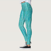 Satin Stripes en Stippen Abstract, Turquoise & Aqu Leggings (Links)