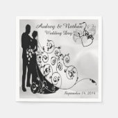 Satin Wedding Day Silhouettes Aangepast Napkins Servetten (Voorkant)
