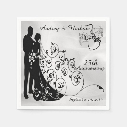 Satin Wedding Jubileum Gepersonaliseerd Napkins Servetten (Voorkant)