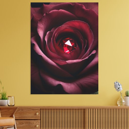 Satinheart Rouge – Gemstone Rose Canvas Afdruk (Insitu (Woonkamer))