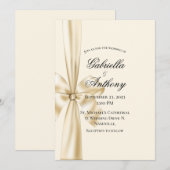 Satinlint Crème Huwelijk Kaart (Voorkant / Achterkant)