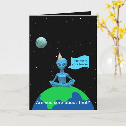 Satire Alien Birthday Kaart door Jo Afbeeldingen (Gele Bloem)