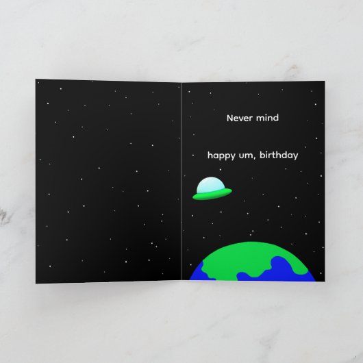Satire Alien Birthday Kaart door Jo Afbeeldingen (Binnen)