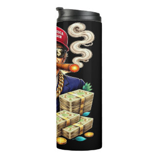 Satirical MAGA Billionaire Cartoon — Retro Pop Art Thermosbeker