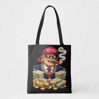 Satirical MAGA Billionaire Cartoon — Retro Pop Art Tote Bag