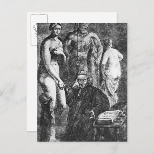 Satirisch portret van Laurence Sterne, c.1761 Briefkaart (Voorkant / Achterkant)