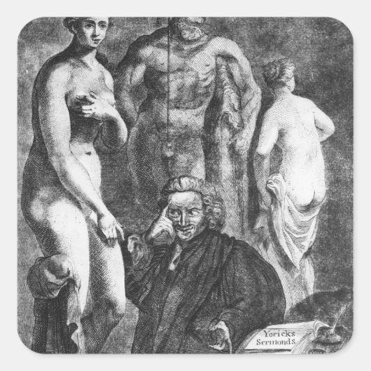 Satirisch portret van Laurence Sterne, c.1761 Vierkante Sticker (Voorkant)
