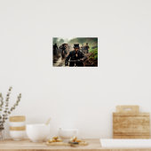 Satirisch uitzicht van Abraham Lincoln op een fiet Poster (Keuken)