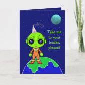 Satirische Alien Verjaardag gevouwen kaart van Jo  (Voorkant)