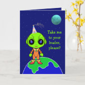 Satirische Alien Verjaardag gevouwen kaart van Jo (Gele Bloem)