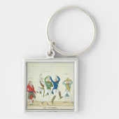 Satirische cartoon die de sleutel afgeeft sleutelhanger (Voorkant)