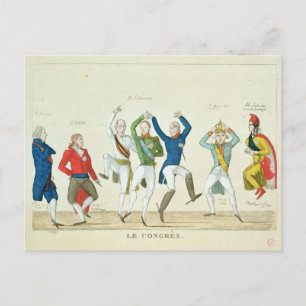 Satirische cartoon die de sleutel afschilderen briefkaart