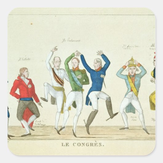 Satirische cartoon met de sleutel vierkante sticker (Voorkant)