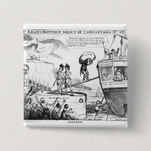 Satirische Cartoon over de staat Ierland Vierkante Button 5,1 Cm