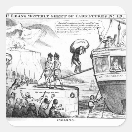 Satirische Cartoon over de staat Ierland Vierkante Sticker (Voorkant)