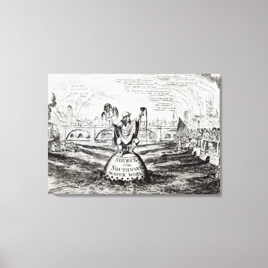 Satirische Cartoon over het waterbedrijf Canvas Afdruk (Voorkant)