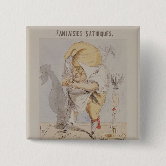 Satirische fantasieën, karikatuur van Adolphe Vierkante Button 5,1 Cm (Voorkant)