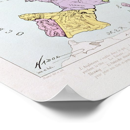 Satirische kaart van Europa | 1871 Poster (Hoek)