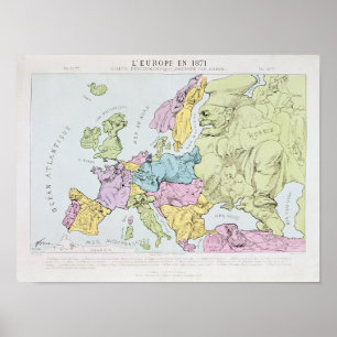 Satirische kaart van Europa   1871 Poster