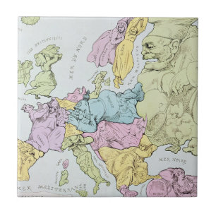 Satirische kaart van Europa   1871 Tegeltje