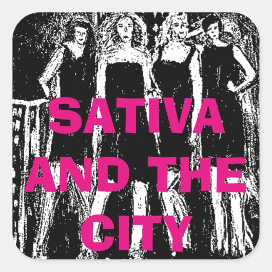 SATIVA EN DE STAD VIERKANTE STICKER (Voorkant)