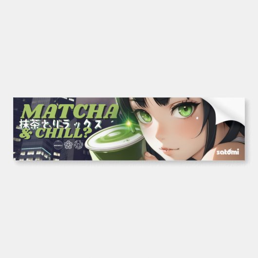 Satomi motorsport Matcha & Chill Bumpersticker (Voorkant)
