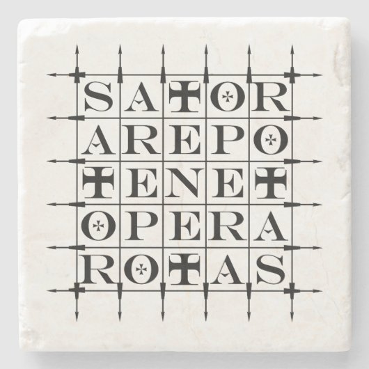SATOR Square [ZWART] Stenen Onderzetter (Voorkant)