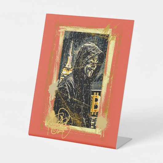 Satoshi-dak Reclamebord Met Voetstuk (Voorkant)