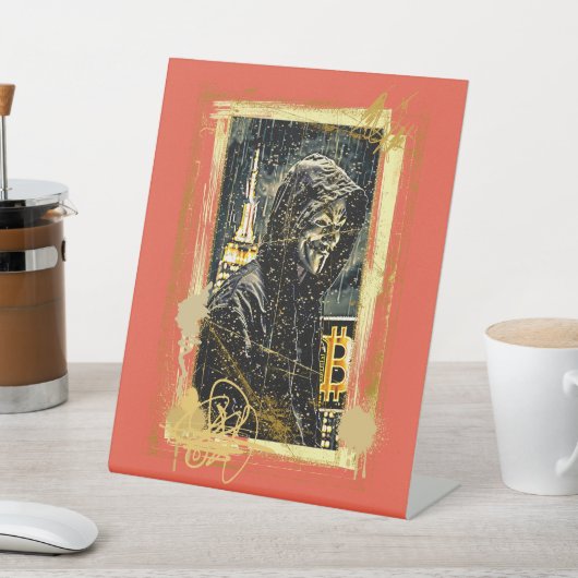 Satoshi-dak Reclamebord Met Voetstuk (Insitu)