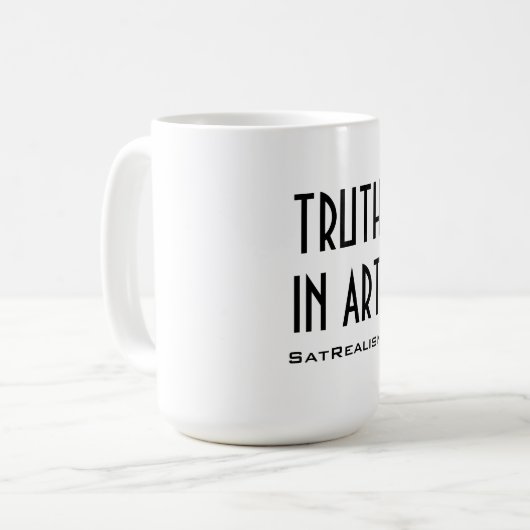 SatRealism TRUTH IN ART mok (Voorkant links)