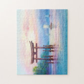 Satta Miyajima Torii en Sailboten japanse kunst Legpuzzel (Verticaal)